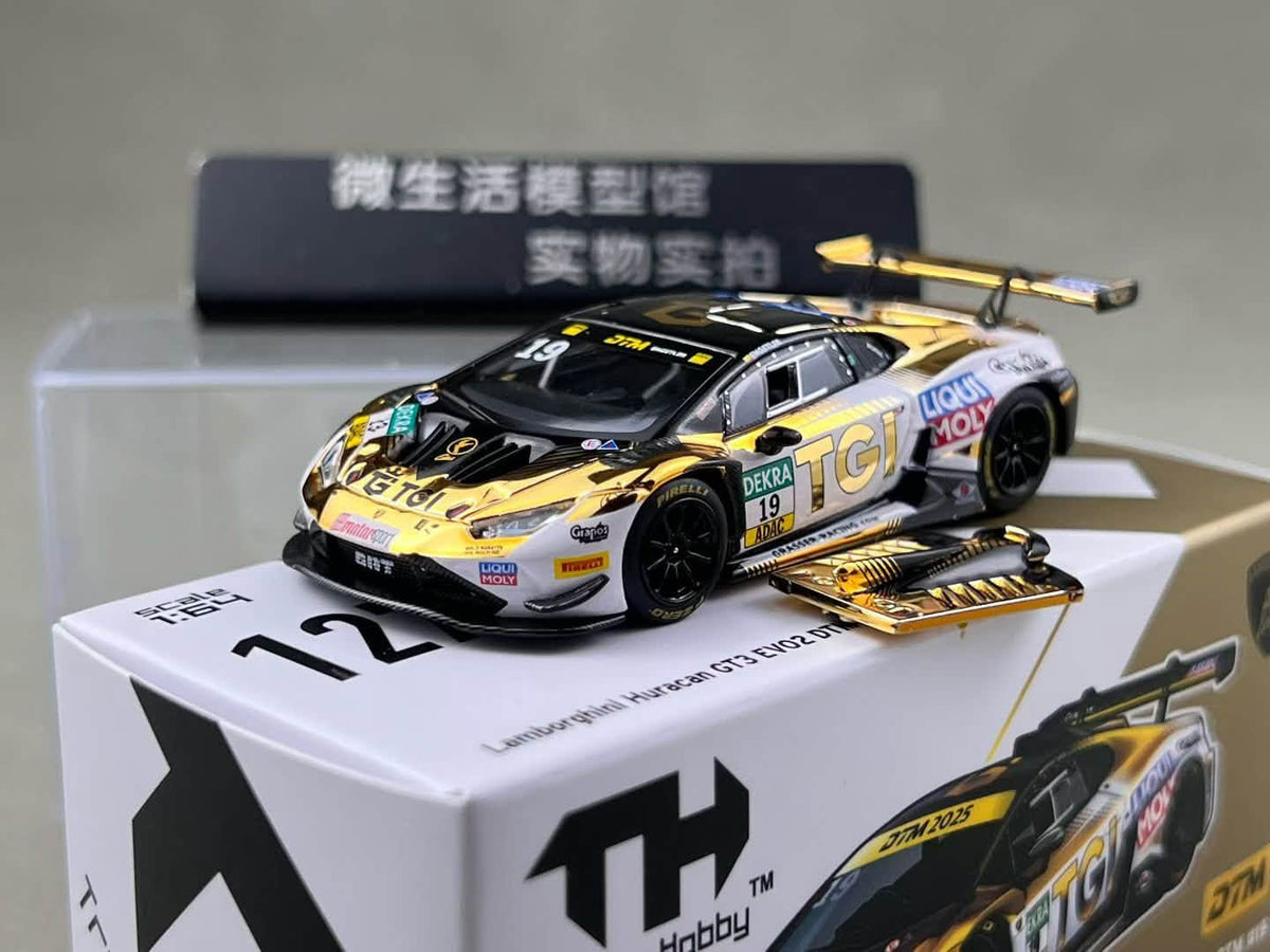Trends Hobby 1:64 Lamborghini Huracan GT3 EVO2 GRT 2025 DTM #19 Openable Rear Hood Detailed Engine Lamborghini Official Licensed (241083E)