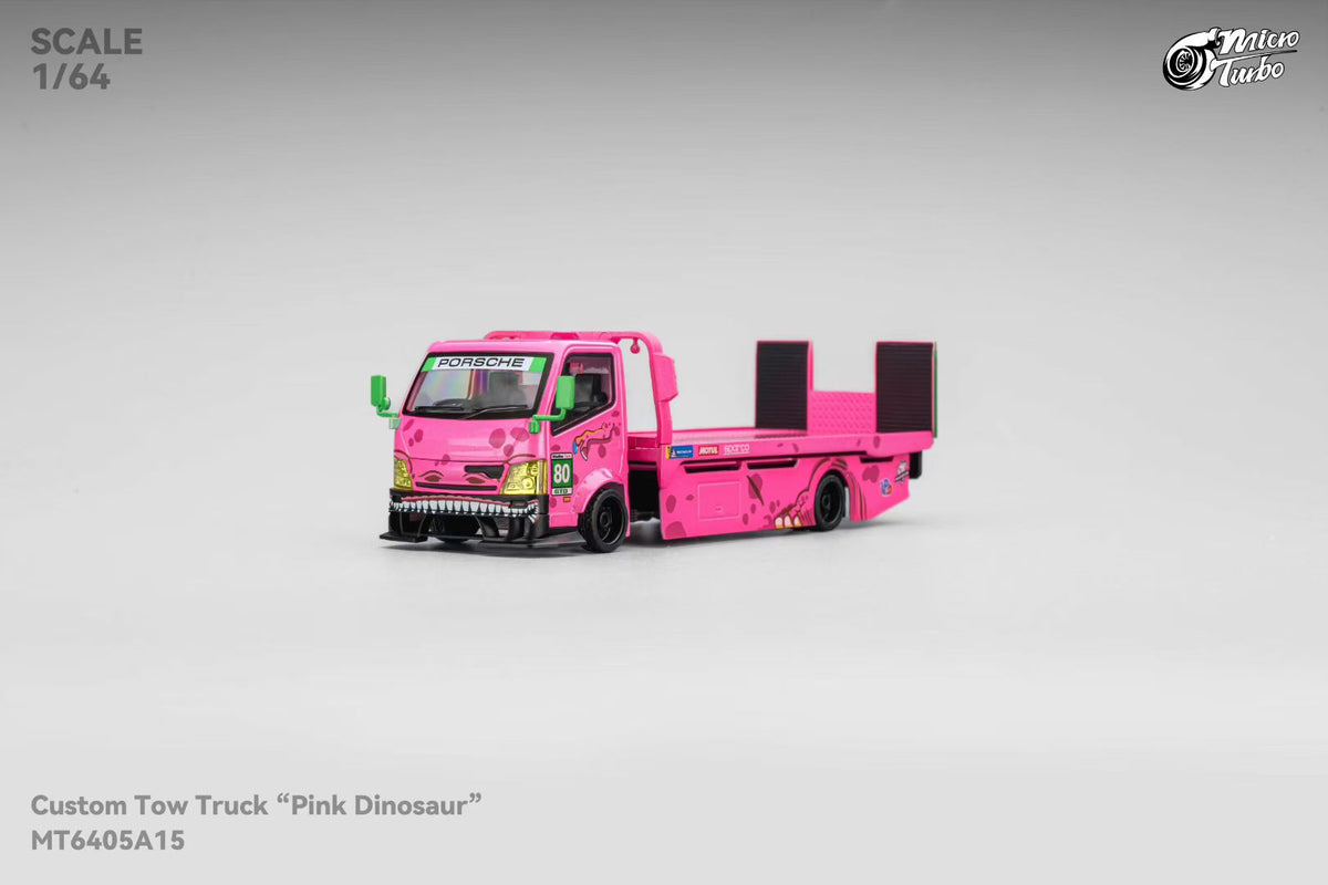 Mega Gear 1:64 Hino 300 Series MK2 Custom Extendable Tow Truck Flat bed Livery Tyrannosaurus Roxy Pink (Limited to 2 per customer/ address)