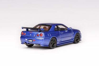 Motorhelix 1:64 Nissan Skyline GT-R R34 Nismo Z-Tune Bayside Blue Openable Front Hood Detailed Engine Official Licensed (Premium Box Packaging)