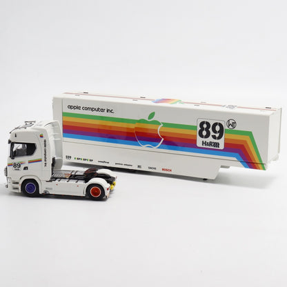 Kengfai X Maxwell 1:64 Scania S-Series 730 V8 Enclosed Double Deck Gull Wings Transporter Lorry Truck Livery White Apple #89 Edition Limited 450 Pieces