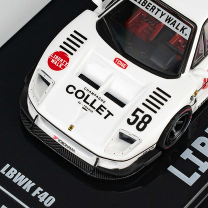 INNO64 1:64 LBWK F40 COLLET White in Premium Box Packaging (Chance of a Red Chase Car) (IN64-LBWKF40-COLLET)