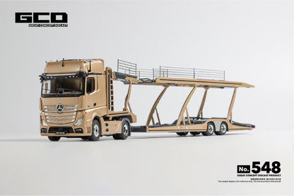 GCD 1:64 Mercedes Benz Actros Gold Double Deck Trailer Truck Mercedes & ADVAN Dual Official Licensed