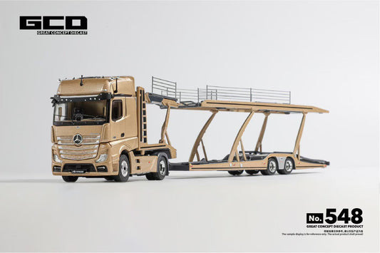 GCD 1:64 Mercedes Benz Actros Gold Double Deck Trailer Truck Mercedes & ADVAN Dual Official Licensed