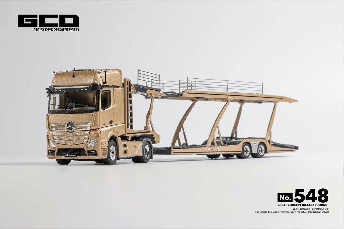 GCD 1:64 Mercedes Benz Actros Gold Double Deck Trailer Truck Mercedes & ADVAN Dual Official Licensed