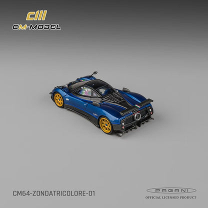 CM Model 1:64 Pagani Zonda Tricolore Carbon Blue Pagani Official Licensed