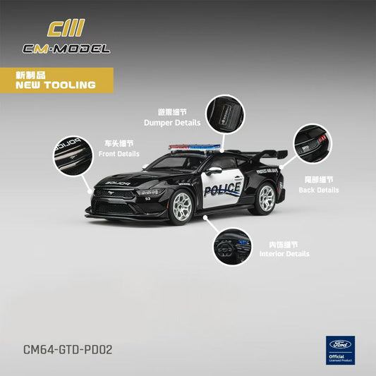 CM Model 1:64 Mustang Mk7 S650 GTD High Tail Spoiler Police Car