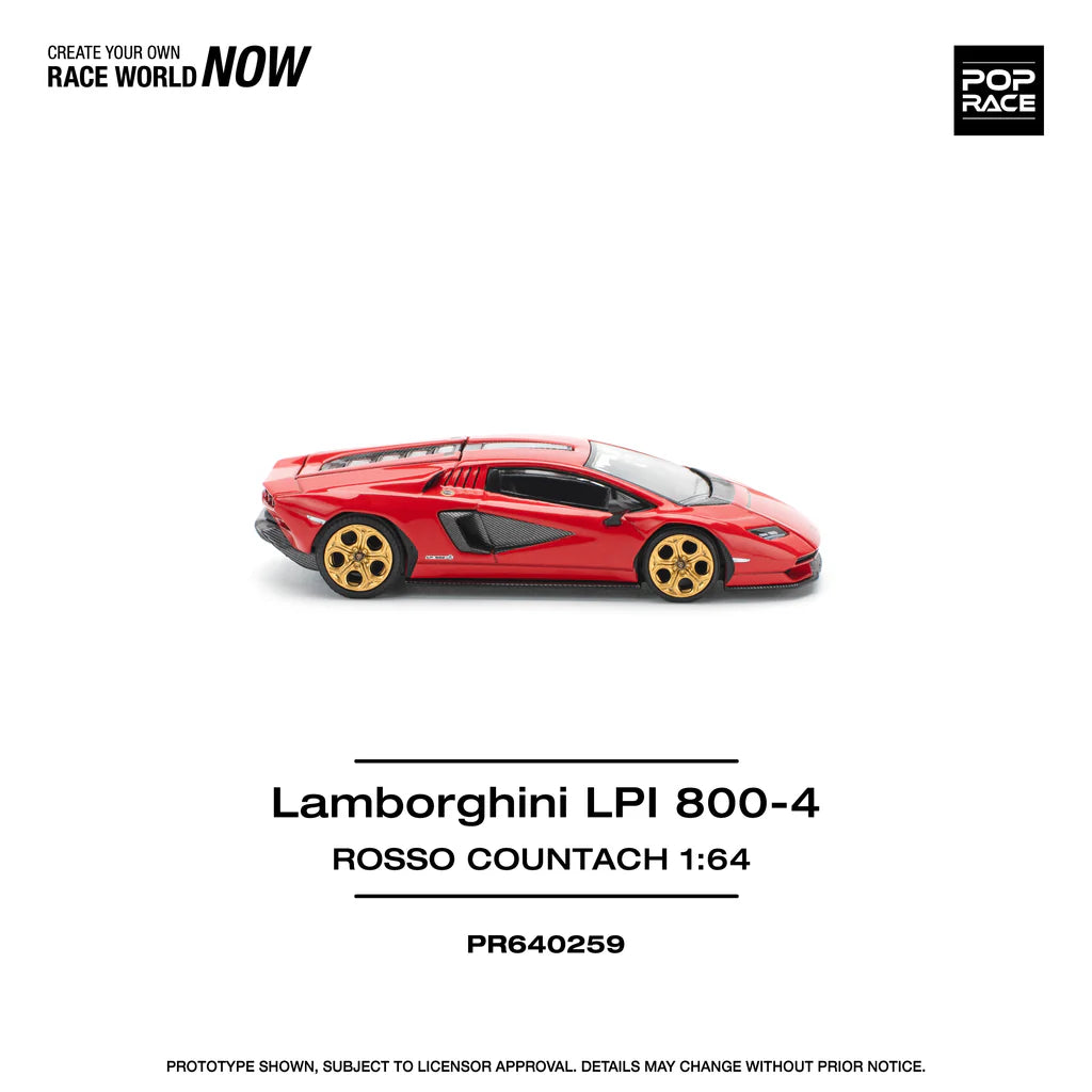 Pop Race 1:64 Lamborghini Countach LPI 800-4 Rosso Red Opening Front and Rear Detailed Engine (PR640259)