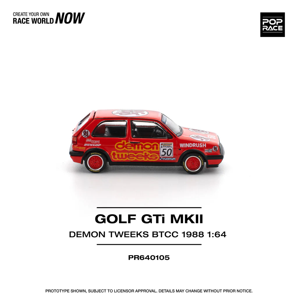 Pop Race 1:64 Volkswagen Golf GTI MKII MK2 Demon Tweeks BTCC 1988 Openable Rear Boot (PR640105)