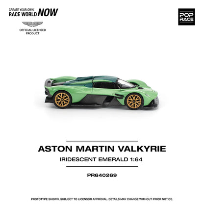 Pop Race 1:64 Aston Martin Valkyrie Iridescent Emerald Green Opening Rear Hood Detailed Engine (PR640269)