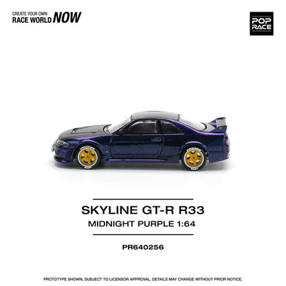 Pop Race 1:64 Nissan Skyline GT-R R33 NISMO 400R Midnight Purple Opening Front and Rear Detailed Engine (PR640256)