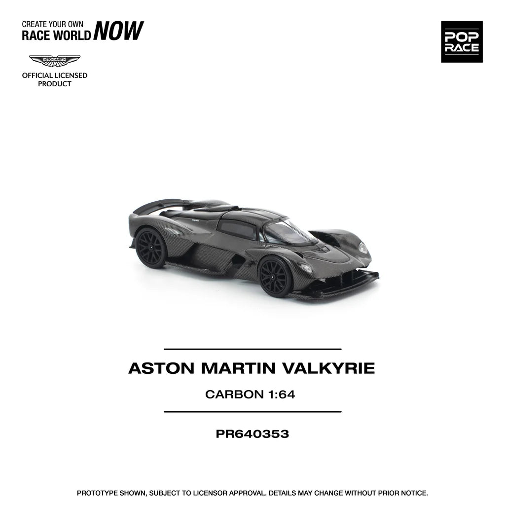 Pop Race 1:64 Aston Martin Valkyrie Carbon Opening Rear Hood Detailed Engine (PR640353)