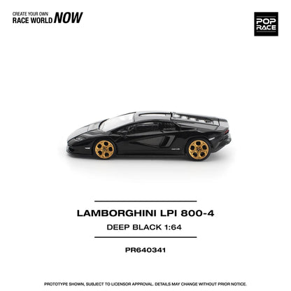 Pop Race 1:64 Lamborghini Countach LPI 800-4 Deep Black Opening Front and Rear Detailed Engine (PR640341)