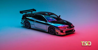Transcend Model 1:64 Mitsubishi Eclipse Chrome Gun Grey