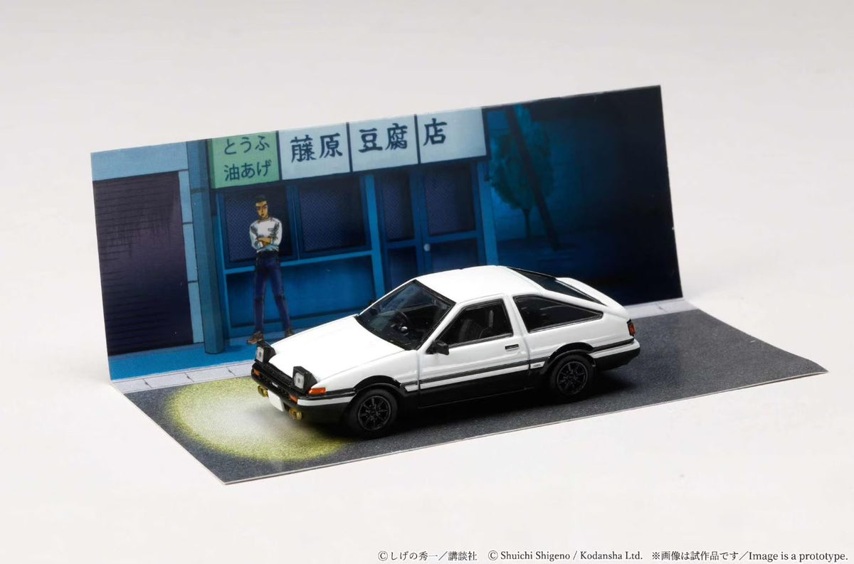 Hobby Japan x JDM64 1:64 Toyota SPRINTER TRUENO (AE86) / INITIAL D Takumi Fujiwara vs Takeshi Nakazato (with 2 Collector Cards)