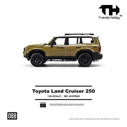 Trends Hobby 1:64 Toyota Land Cruiser 250 Sands Yellow Openable Hood Detailed Engine Toyota Official Licensed