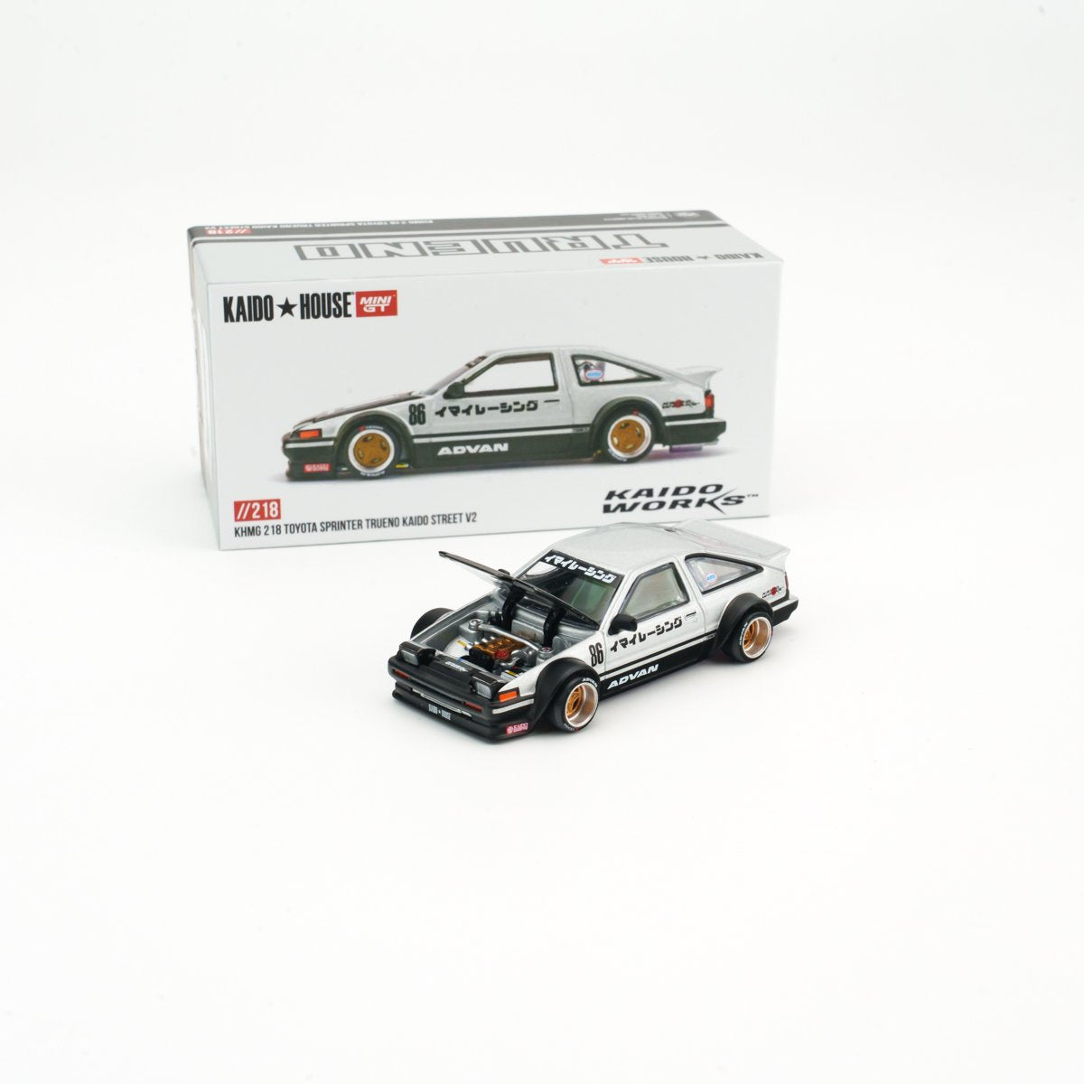 Mini GT x KAIDOHOUSE 1:64 Toyota AE86 Sprinter Trueno Kaido Street V2 (KHMG218)