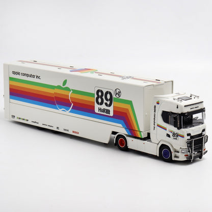 Kengfai X Maxwell 1:64 Scania S-Series 730 V8 Enclosed Double Deck Gull Wings Transporter Lorry Truck Livery White Apple #89 Edition Limited 450 Pieces