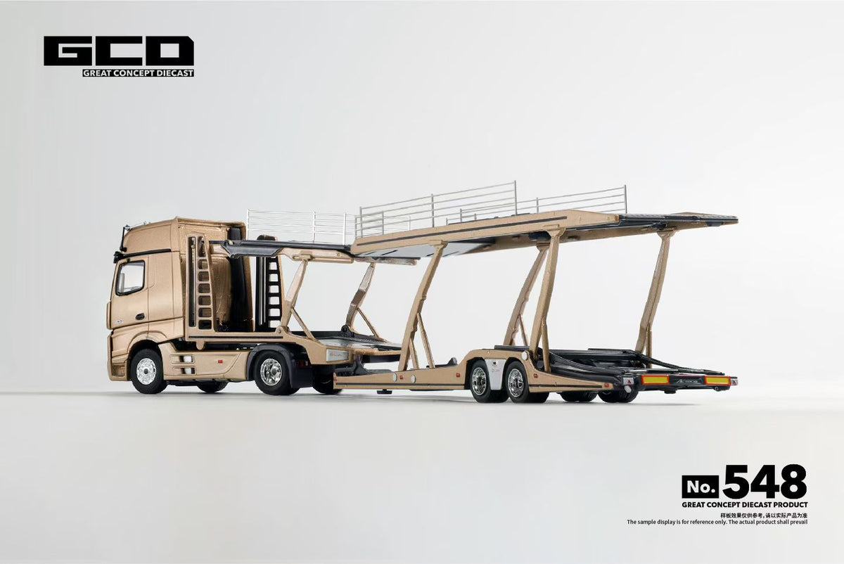 GCD 1:64 Mercedes Benz Actros Gold Double Deck Trailer Truck Mercedes & ADVAN Dual Official Licensed