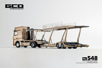 GCD 1:64 Mercedes Benz Actros Gold Double Deck Trailer Truck Mercedes & ADVAN Dual Official Licensed