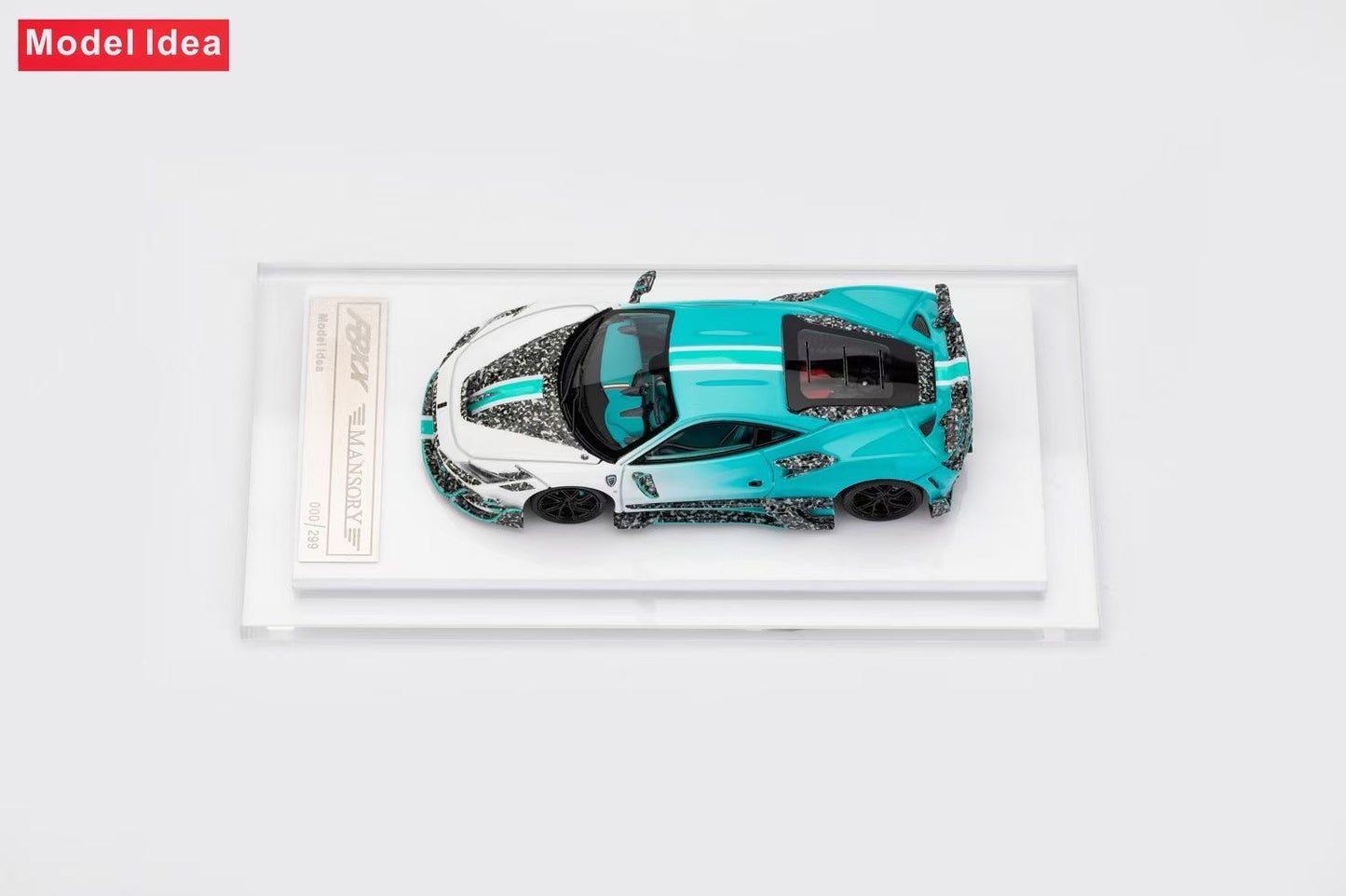 [Premium Resin Model] Model Idea 1:64 Ferrari F8 Tributo Mansory Custom F8XX Blue White Limited to 299 Pieces