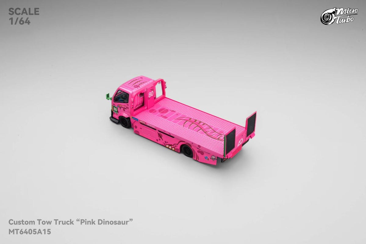 Mega Gear 1:64 Hino 300 Series MK2 Custom Extendable Tow Truck Flat bed Livery Tyrannosaurus Roxy Pink (Limited to 2 per customer/ address)