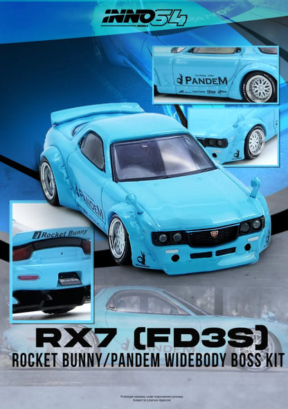 INNO64 1:64 MAZDA PANDEM ROCKET BUNNY RX7 (FD3S) Tiffany Blue (IN64-RX7FDP-TIFBLU)