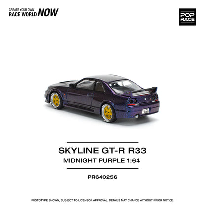 Pop Race 1:64 Nissan Skyline GT-R R33 NISMO 400R Midnight Purple Opening Front and Rear Detailed Engine (PR640256)