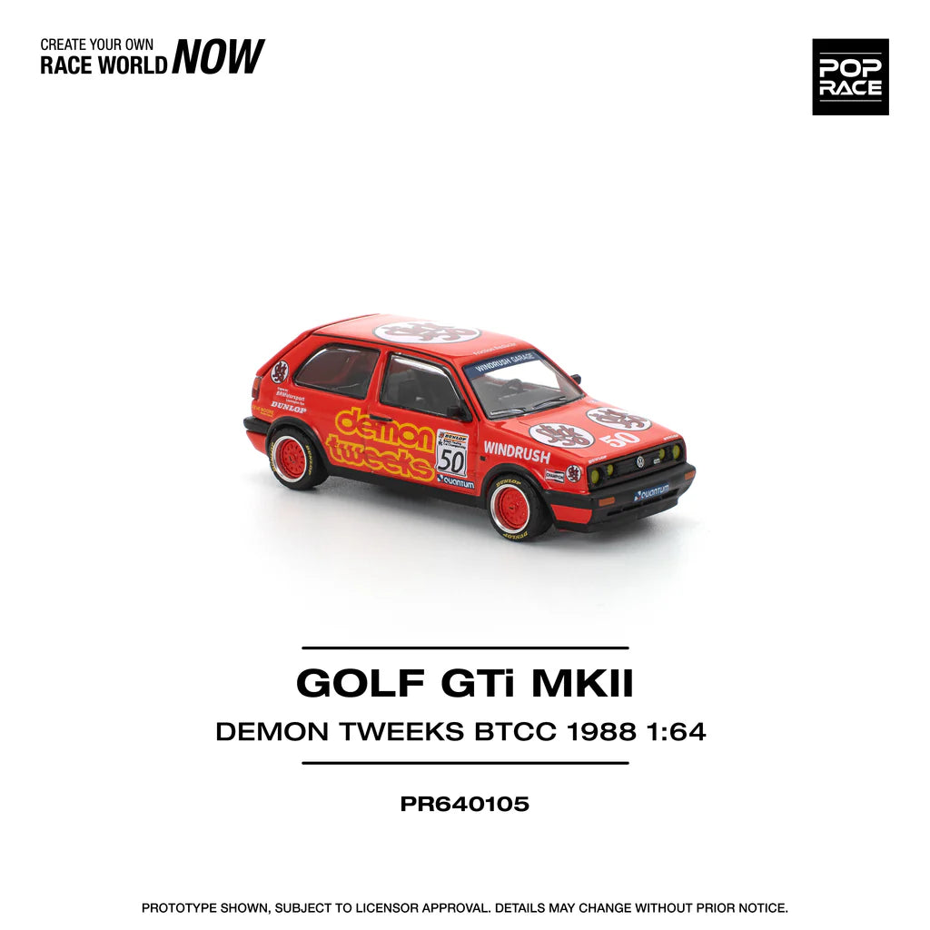 Pop Race 1:64 Volkswagen Golf GTI MKII MK2 Demon Tweeks BTCC 1988 Openable Rear Boot (PR640105)