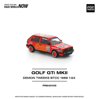 Pop Race 1:64 Volkswagen Golf GTI MKII MK2 Demon Tweeks BTCC 1988 Openable Rear Boot (PR640105)
