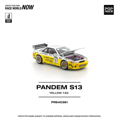 Pop Race 1:64 Pandem Silvia S13 Rocket Bunny Yellow Opening Front Hood Detailed Engine (PR640361)