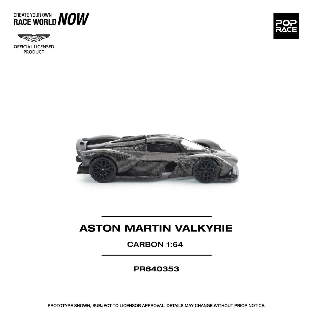 Pop Race 1:64 Aston Martin Valkyrie Carbon Opening Rear Hood Detailed Engine (PR640353)