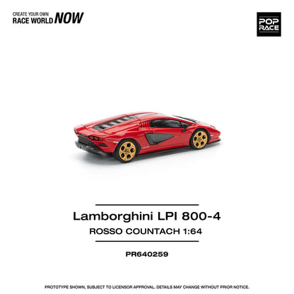 Pop Race 1:64 Lamborghini Countach LPI 800-4 Rosso Red Opening Front and Rear Detailed Engine (PR640259)