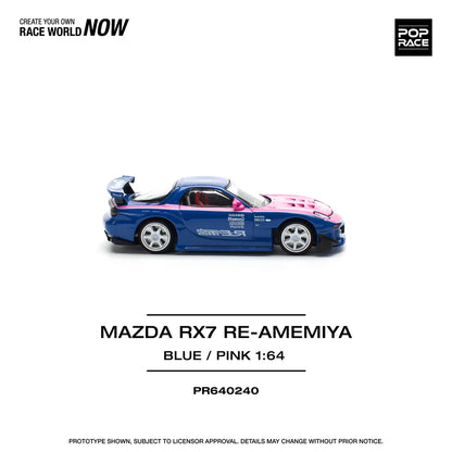 Pop Race 1:64 Mazda RX-7 FD3S Re-Amemiya Wide body Blue / Pink Openable Engine Hood (PR640240)