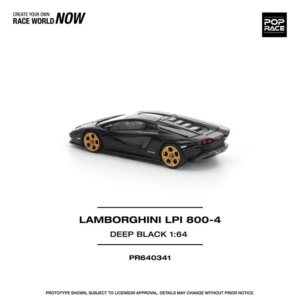 Pop Race 1:64 Lamborghini Countach LPI 800-4 Deep Black Opening Front and Rear Detailed Engine (PR640341)