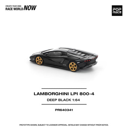 Pop Race 1:64 Lamborghini Countach LPI 800-4 Deep Black Opening Front and Rear Detailed Engine (PR640341)