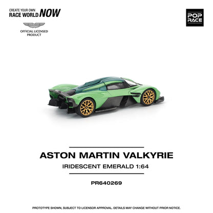 Pop Race 1:64 Aston Martin Valkyrie Iridescent Emerald Green Opening Rear Hood Detailed Engine (PR640269)