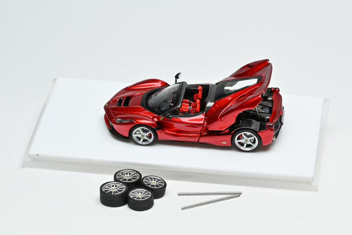 Street Buster 1:64 LaFerrari F150 Aperta Soft Top Rosso Maranello Metallic Red Openable Rear Hood Detailed Engine