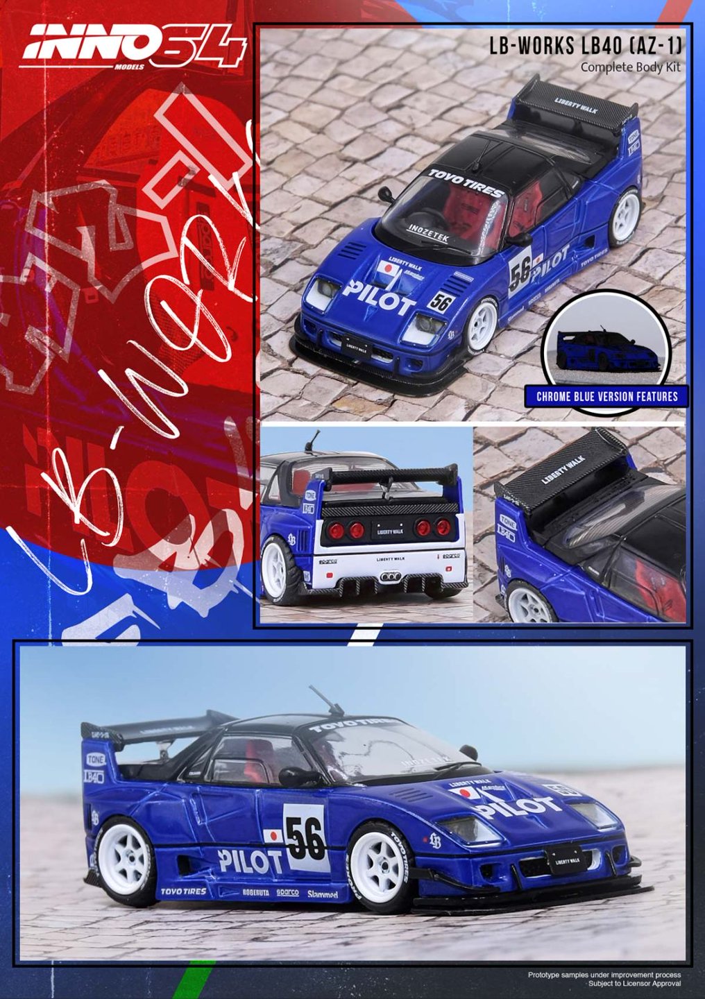 INNO64 1:64 MAZDA AZ-1 LIBERTY WALK LB40 PILOT in Premium Box Packaging (IN64-LBWK-AZ1-01)