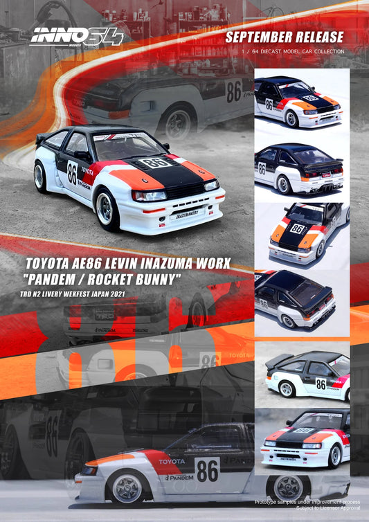 INNO64 1:64 TOYOTA AE86 Levin INAZUMA WORX PANDEM / ROCKET BUNNY (IN64-AE86LP-IWORX)
