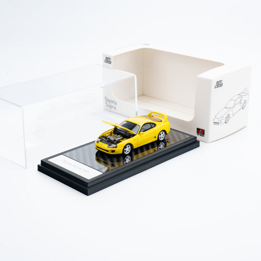 LCD 1:64 Toyota Supra Mk4 A80 Yellow Official Licensed Openable Front Hood Detailed Engine