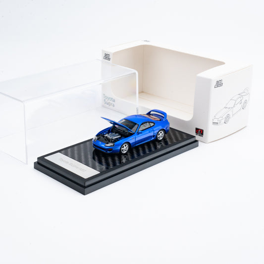 LCD 1:64 Toyota Supra Mk4 A80 Blue Official Licensed Openable Front Hood Detailed Engine