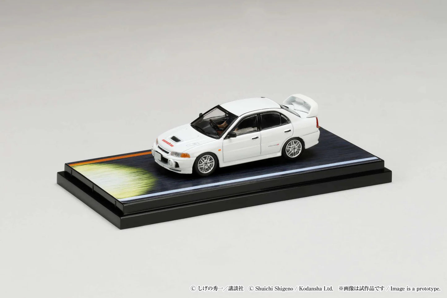 Hobby Japan 1:64 Mitsubishi Lancer RS Evolution Ⅳ Initial D Official Licensed Seiji Iwaki VS Takumi Fujiwara with Seiji Iwaki Figure Driving In The Car