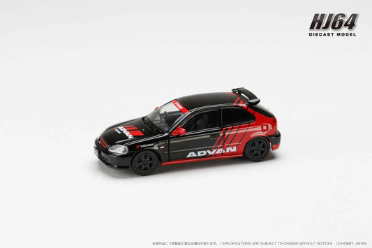 Hobby Japan 1/64 Honda CIVIC TYPE R (E-EK9) 1997 YOKOHAMA ADVAN Customized Color Version