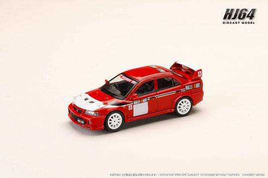 Hobby Japan 1:64 MITSUBISHI LANCER RS EVOLUTION 6 (CP9A) 2000 RALLIART RED Official Licensed (HJ643033RB)