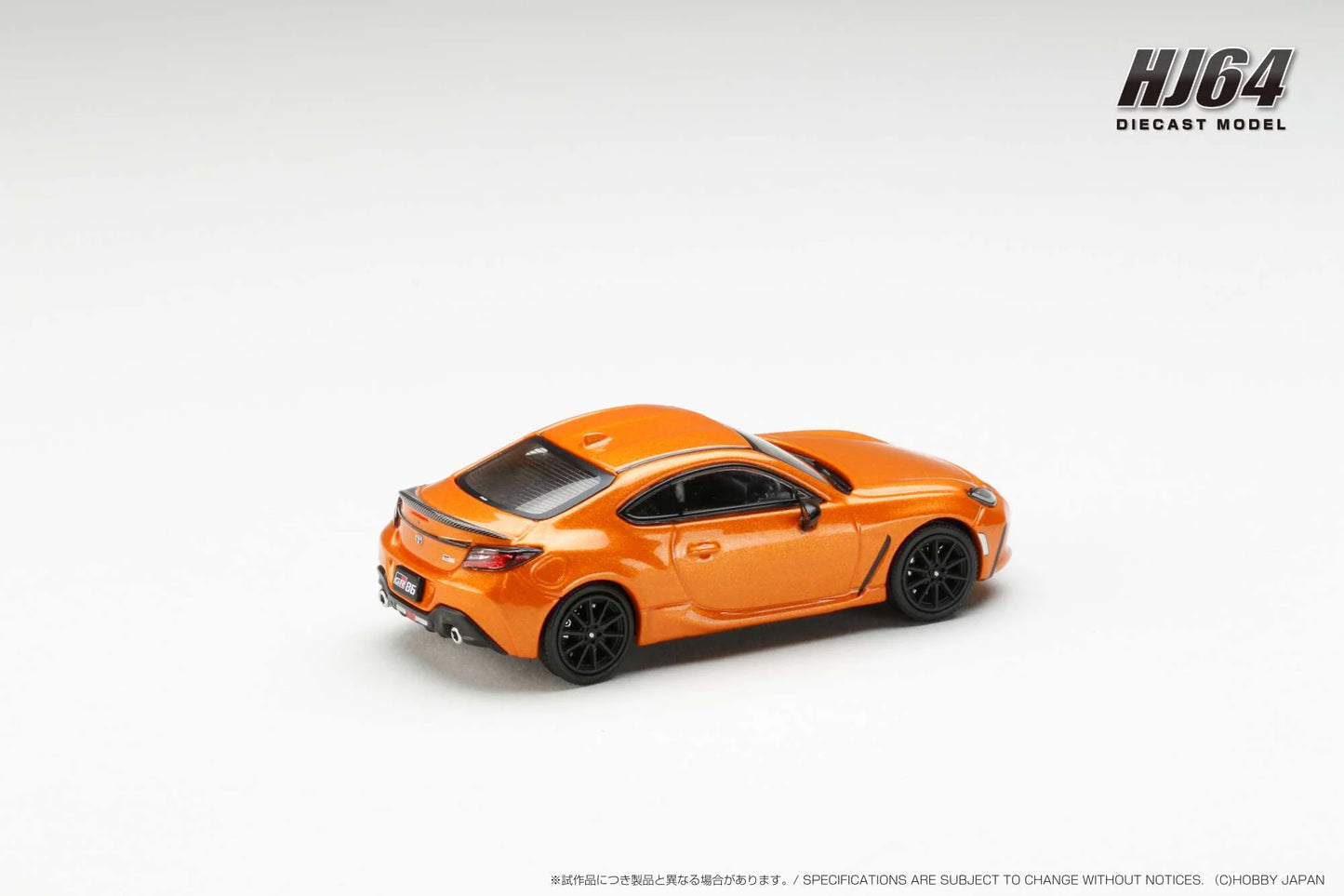Hobby Japan 1:64 Toyota GR86 RZ 10th Anniversary Limited With Genuine Optional Rear Spoiler Flame Orange