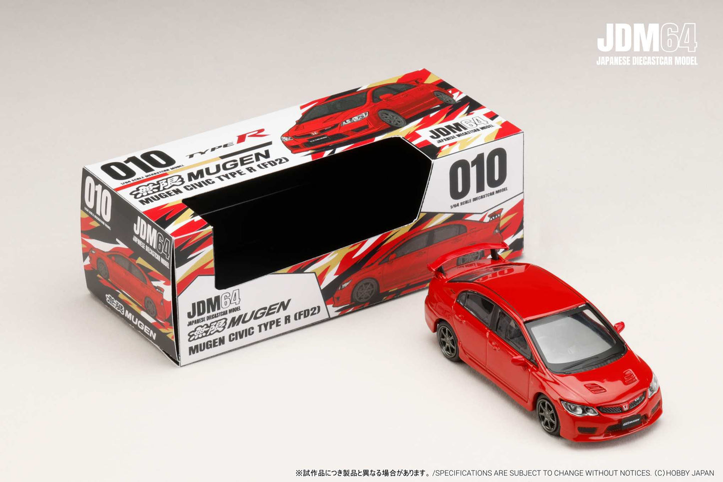 Hobby Japan x JDM64 1:64 Honda Civic Type-R FD2 Mugen RR Milano Red Official Licensed  (HJDMD009-15)