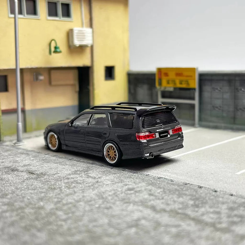 Zoom 1/64 Nissan Stagea Skyline GT-R R34 WC34 260RS Wagon Open Engine Bonnet - Full Carbon Black