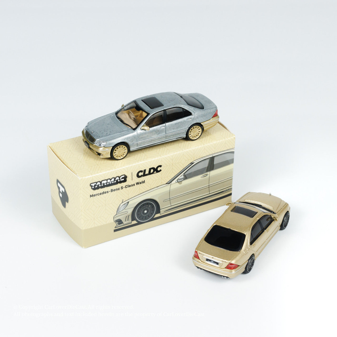 Tarmac Works x CLDC Exclusive Global Mercedes-Benz S-Class Wald GOLD Diecast Car Model with Magazine (English Version)