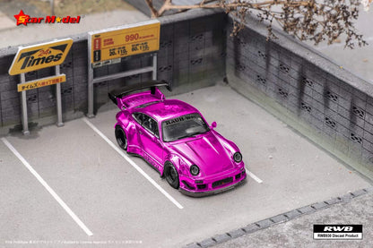 Star Model 1:64 Porsche RWB 930 GT Wing Spoiler Chrome Sakura Purple