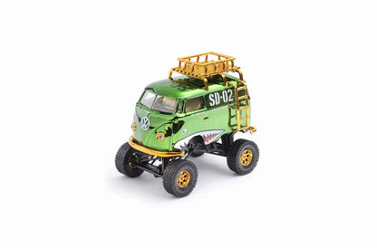 HY Model 1:64 Volkswagen T1 Kombi Camper Van Short Axis Egg Car Chrome Green Shark 4x4 Monster Truck Wheels